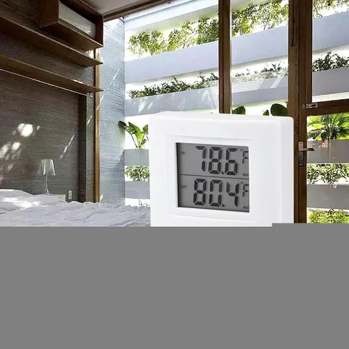 Vista 6 de Medidor de temperatura con cable para interiores y exteriores, termómetro digital con cable de sensor y pantalla LCD, funciona