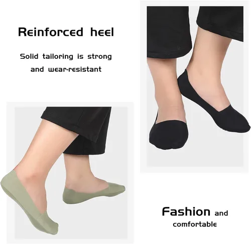 Vista 5 de 10 pares de calcetines invisibles para mujeres y hombres, calcetines de corte bajo, calcetines de seda de hielo, calcetines antideslizantes