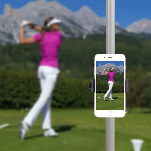 Vista 2 de iTODOS Clip de montaje para teléfono celular para carrito de golf, andador de silla de ruedas, cochecito, bicicleta giratoria, mesa, abrazadera
