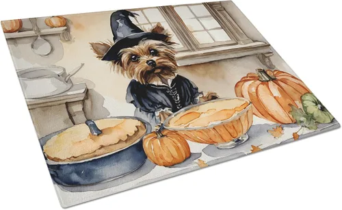 Vista 45 de Caroline's Treasures DAC1720LCB Affenpinscher - Tabla de cortar de vidrio con calabazas para cocina de otoño, grande, decorativa, de vidrio