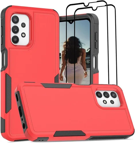 Vista 299 de Jeylly Compatible con Samsung Galaxy A22 5G Funda, Funda Samsung A22 5G con 2pcs protectores de pantalla de vidrio templado
