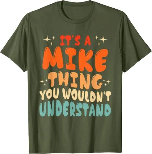 Vista 47 de Camiseta retro de los años 80 con texto en inglés "It's A Mike Thing You Wouldn't Understand", Negro