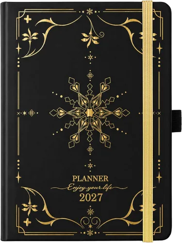 Vista 14 de Agenda 2027 – Agenda semanal mensual 2027 con calcomanías Negro
