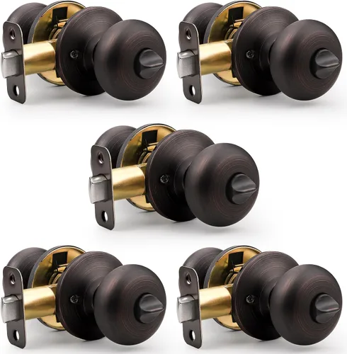 Vista 18 de Probrico Pomos de puerta de privacidad para interiores, color negro mate, 1 paquete de pomos de puerta de baño para cama, función de bloqueo