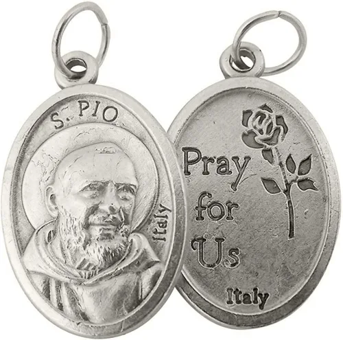 Vista 9 de Catholic Patron Saint Medals Base en tono plateado, 1 pulgada, juego de 2