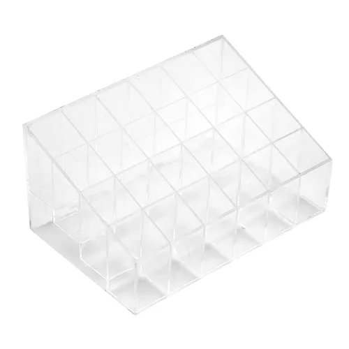 Vista 6 de Transparent Lipstick Holder Plastic Makeup Organizer 24 Grids Nail Polish Storage for Home and Salons