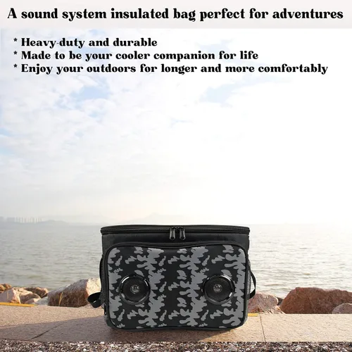 Vista 7 de Bolsa térmica aislada con altavoces Bluetooth, 24 latas, 2 galones, bebidas de alimentos, batería recargable compatible con iOS y Android, plegable