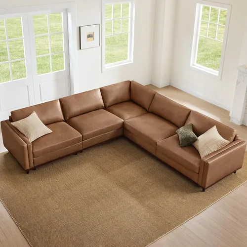 Vista 23 de CHITA 118" Sofá Modular Seccional Convertible de Lujo Super Grande en Forma de L, Sofá Moderno Relleno de Plumón Certificado FSC, Sofá de Nube