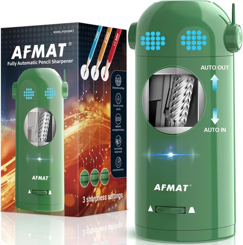 Vista 9 de AFMAT - Sacapuntas eléctrico de robot para lápices de colores de 7-11.5mm, entrada y salida automática, recargable totalmente automático sin manos