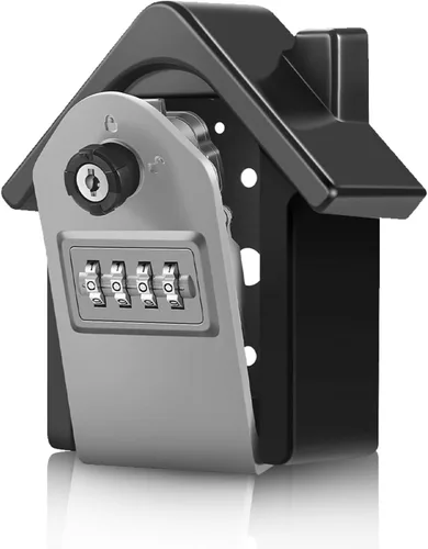 Vista 9 de Flexzion Caja de bloqueo de llaves – Caja de seguridad portátil para llaves al aire libre – Caja de bloqueo de combinación de código de 4 dígitos