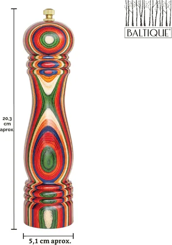 Vista 7 de Molinillo de pimienta Baltique Marrakesh – Molinillo de pimienta de madera colorida de 8 pulgadas con mecanismo de molienda de acero inoxidable