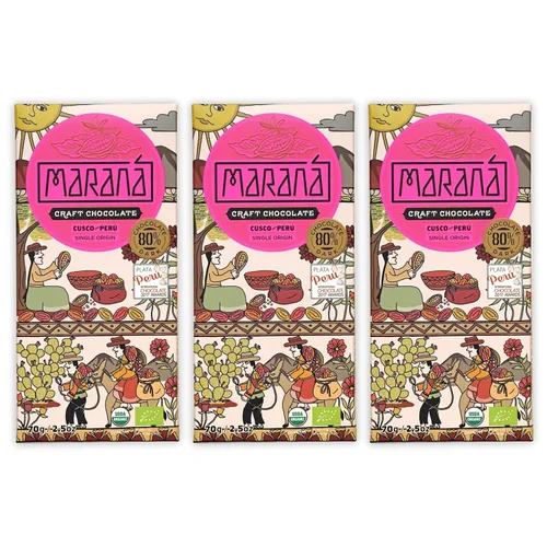 Vista 15 de Maraná Chocolate 70% Cacao Variedad Chocolate Negro Paquete de 3 – Chocolate peruano – Premium, grano a barra, de origen directo, hecho en origen
