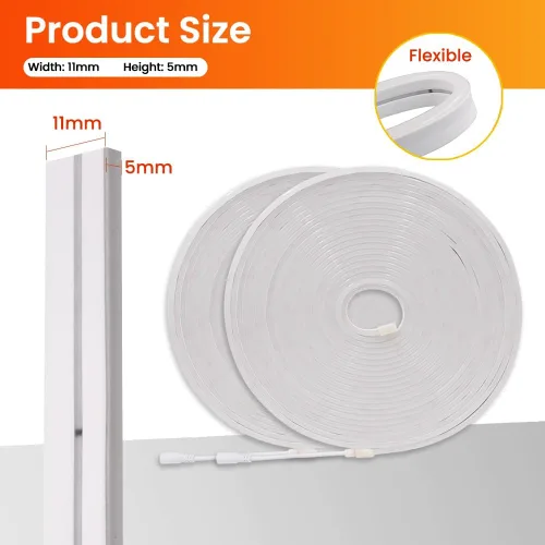 Vista 4 de KISUFU Luces de neón LED de 24 V 2835 CC, cuerda de luz LED regulable, IP67 impermeable 120 LEDs/m, tira de luces LED de silicona, letrero flexible