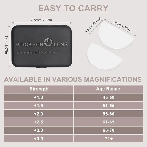 Vista 7 de Stick-on Bifocal Readers for Sunglasses, No Water or Adhesive Needed, Reusable Reading Lenses for Glasses Goggles