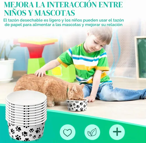 Vista 5 de Potchen 30 cuencos desechables para perros de 12 onzas, alimentos pequeños para mascotas con platos impresos para mascotas pequeñas, cuencos