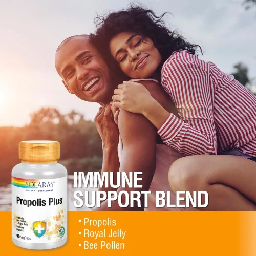 Vista 4 de SOLARAY Propolis Plus - Suplemento de apoyo inmunológico, 90 cápsulas vegetales