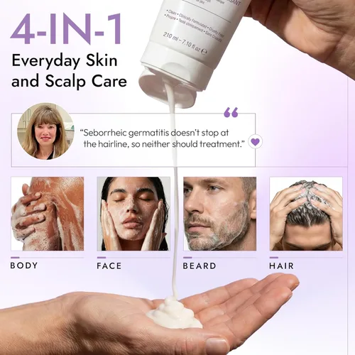 Vista 3 de DERMAdoctor - Limpiador de tranquilidad de zinc piritiona al 2%, máxima fuerza OTC para dermatitis seborreica, caspa y enrojecimiento Cara, cuero