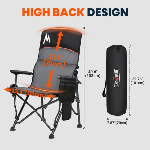 Vista 3 de Overmont Silla de camping climatizada con respaldo alto - 3 niveles de calor Calefacción por separado de 2 zonas - Soporte de 450 libras Silla