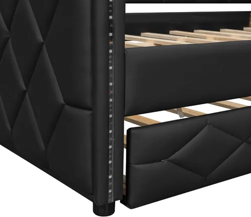 Vista 8 de Sofá cama tapizado de tamaño completo con nido, sofá cama funcional con reposabrazos para sala de estar, dormitorio, habitación de invitados