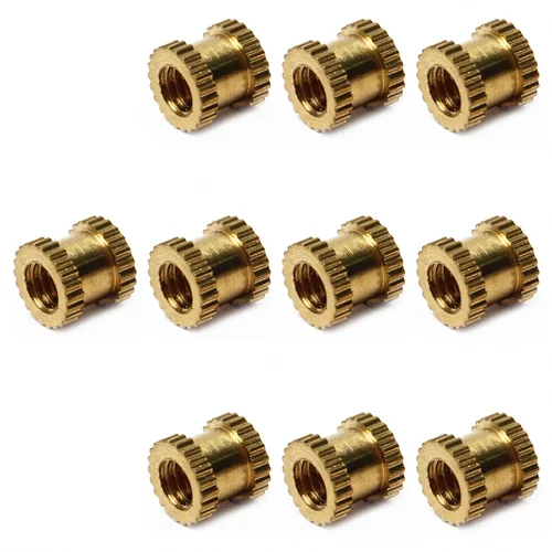 Vista 48 de Tuercas moleteadas de rosca hembra M2x3mm OD Tuercas de inserción roscadas de latón Tuercas de incrustación hidráulicas soldadas juntas Kit surtido