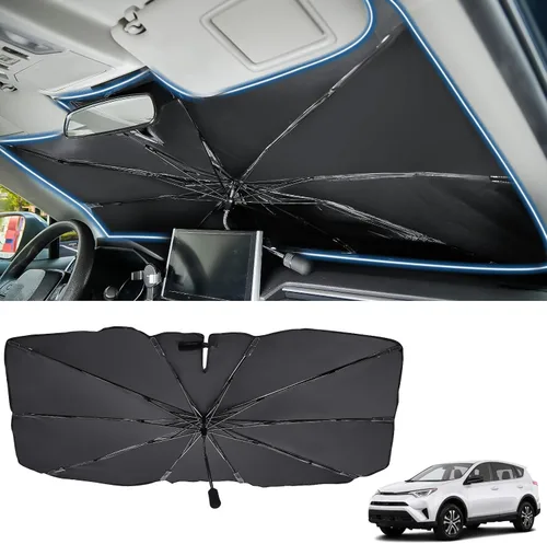 Vista 7 de JOYTUTUS Parasol para parabrisas compatible con Toyota RAV4 2019-2024, cubierta de protección solar interior automotriz, revestimiento de bloqueo UV
