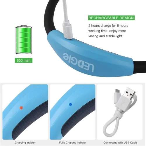 Vista 6 de LEDGLE Luz de lectura para el cuello, linternas recargables para el cuello para tejer, 4 bombillas LED + 3 brillo ajustable + brazos de silicona
