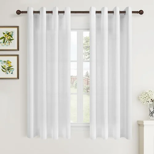 Vista 36 de Cortinas de lino negro para dormitorio y sala de estar de 84 pulgadas de largo, juego de 2 paneles, para habitación de niños, filtro de luz