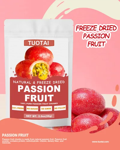 Vista 3 de Fruta de la pasión liofilizada, 2 onzas, trozos de maracuyá para pasteles, bebidas y alimentos para hornear
