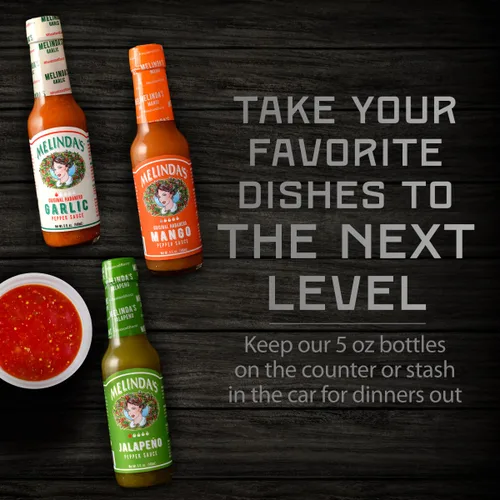Vista 7 de Melinda's Paquete variado suave y salvaje, juego de regalo de salsa picante gourmet con variedad de sabores frescos, incluye jalapeño, mango y ajo