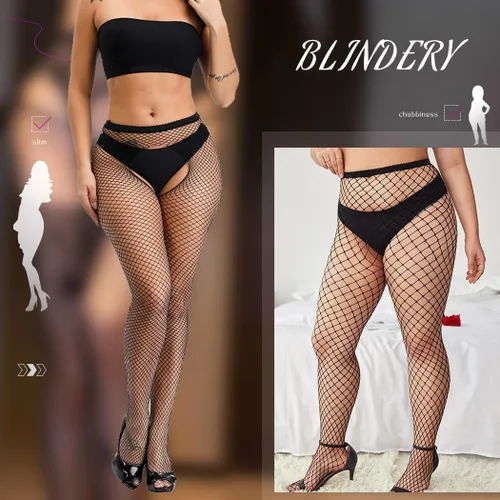 Vista 2 de Blindery Medias altas hasta el muslo para mujer, medias de red negras, medias de red para mujer, tirantes sexys, medias sexis