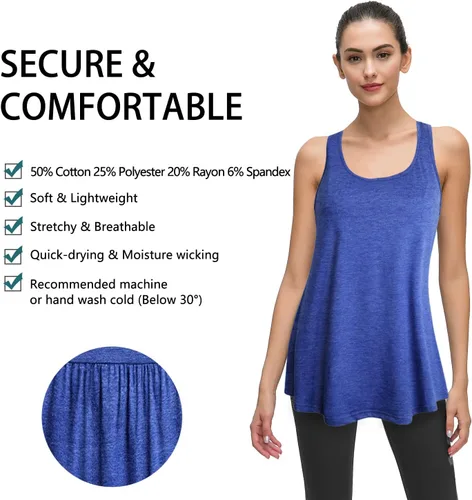 Vista 46 de Cestyle - Camiseta sin mangas para mujer, cuello redondo, corte holgado, para entrenamiento