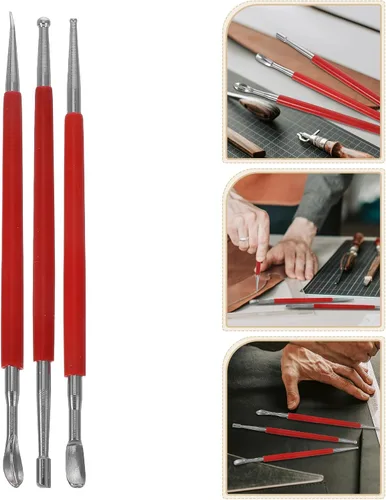 Vista 4 de Herramienta de artesanía de cuero, herramienta de modelado de puntos, lápiz capacitivo, herramienta de tallado, cuchara, bolas, grabado en relieve