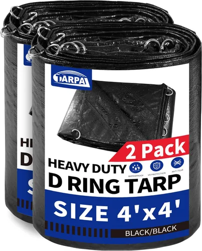 Vista 28 de TARPAL Lona impermeable de 4 x 4 pies (paquete de 2) lonas negras Negro