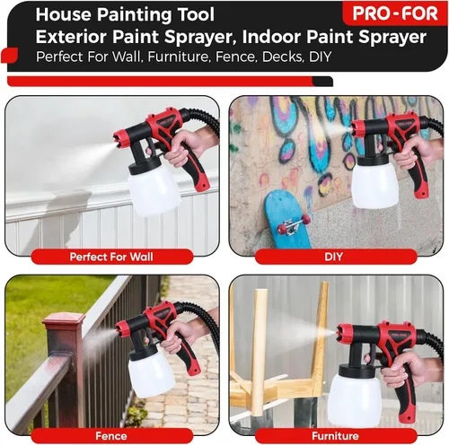 Vista 6 de Pulverizador de pintura HVLP estacionario, pistola de pintura eléctrica de 700 W, base de motor remoto y pistola de mano ligera, flujo alto de 33.8