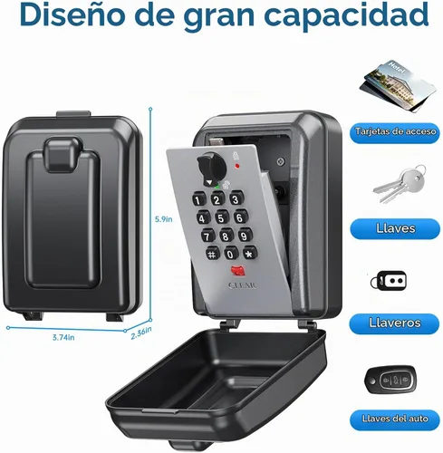 Vista 5 de Caja de Seguridad para Llaves MAILADA, Caja de Seguridad con Combinación de 12 Dígitos para Llaves, Código de Reposo, Gran Capacidad y Resistente a