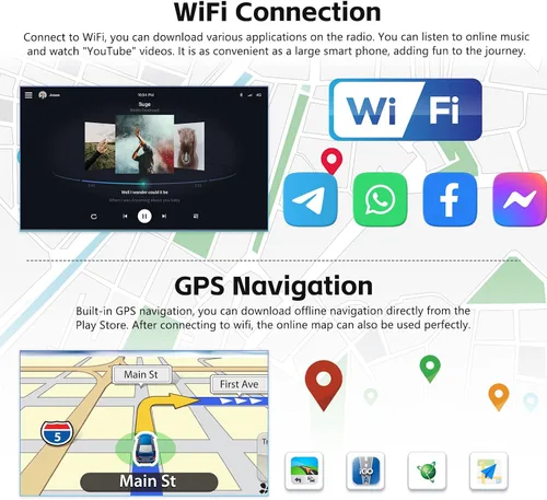Vista 4 de Estéreo de coche Android 2+64G para Hyundai Elantra 2011 2012 2013 Carplay inalámbrico Android Auto 9 pulgadas pantalla táctil Bluetooth GPS WiFi
