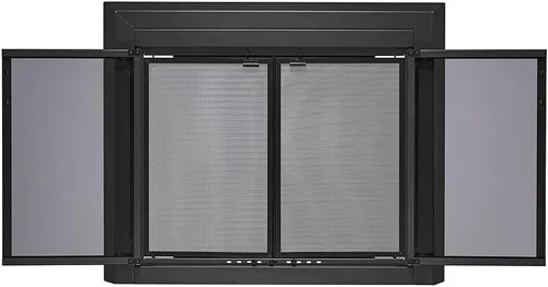 Vista 3 de UniFlame - Logan - Puertas de chimenea estilo gabinete con vidrio templado ahumado