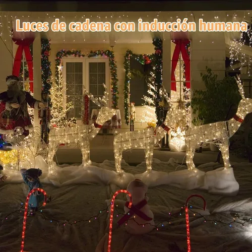 Vista 6 de Luces de Cuerda de Navidad con Sensor de Movimiento Musical que Cambian de Color, 110 Pies, 400 LED, Blanco Cálido Multicolor, Luces de Árbol