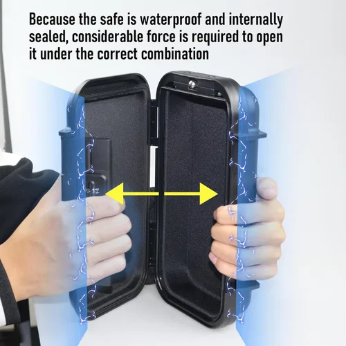 Vista 3 de Caja de seguridad portátil, combinación segura con cable extraíble, establece tu propia combinación, para viajes, actividades familiares y de Negro