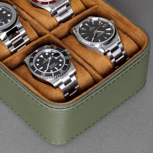 Vista 9 de Juego de regalo Caja de reloj de cuero con 10 ranuras con cajón de valet y funda de viaje a juego para 5 relojes, organizador de exhibición