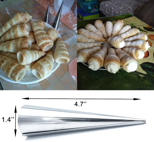 Vista 2 de 10 moldes de cuerno de crema para hornear, moldes de cono de croissant de acero inoxidable de 5 pulgadas