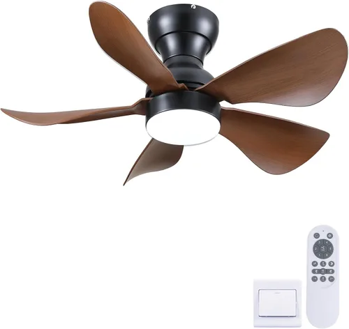 Vista 20 de Kviflon Ventiladores de techo de 46 pulgadas modernos con luces, ventilador de techo de montaje empotrado con control remoto/APP, 3 aspas curvas