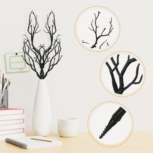 Vista 5 de SEWACC 4 ramas de árbol secas de cornamenta artificial, ramas de plástico con forma de asta de 13.76 pulgadas, ramitas decorativas para plantas