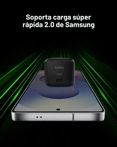 Vista 4 de Belkin Bloque de carga USB C de 65 W - Cable USB C incluido - Carga súper rápida, tipo C - Apple iPhone 17, Air, Pro, Samsung Galaxy S25, Google