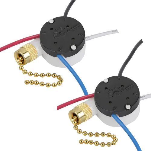 Vista 12 de Interruptor de ventilador de techo Zing Ear ZE-208s E89885 de 3 velocidades con 4 cables, interruptor de cadena de tracción, interruptor de luz