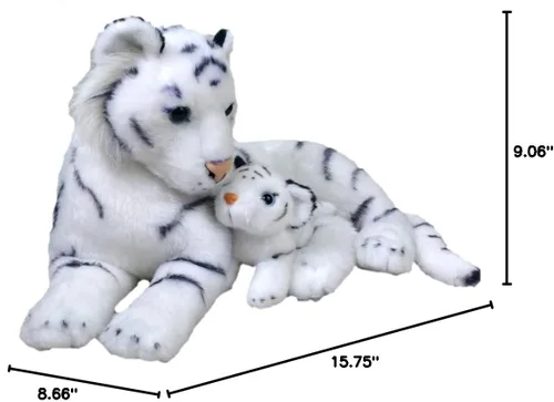 Vista 2 de Wild Republic Mom & Baby - Peluche de tigre blanco, juguete de peluche, regalos para niños, animales de zoológico, 11 pulgadas