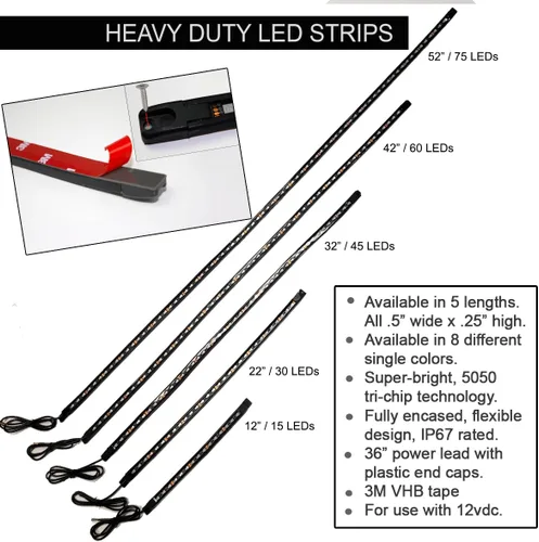 Vista 4 de Boogey Lights PGU-HDUTY-WH-60L Tira LED blanca resistente, 1 paquete