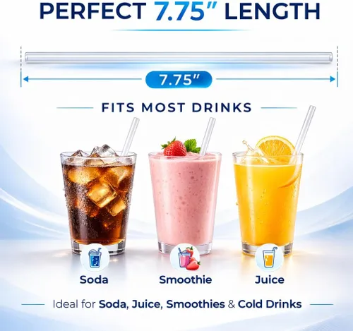 Vista 2 de Perfect Stix Pajitas para beber sin envolver de 7.75 pulgadas, popotes de plástico estándar para refrescos, jugos, batidos y bebidas frías, popotes