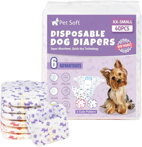 Vista 16 de Pet Soft Pañales desechables para perras – Pañales desechables para perritos con indicador de humedad, pañal para cachorros y gatos súper