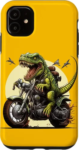 Vista 8 de Funda para iPhone 16 T-Rex Dinosaur Riding a Motorcycle